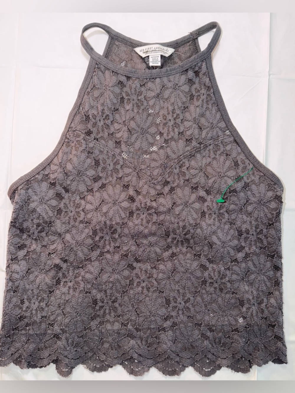 American Eagle Outfitters Gray Floral Lace Halter Camisole